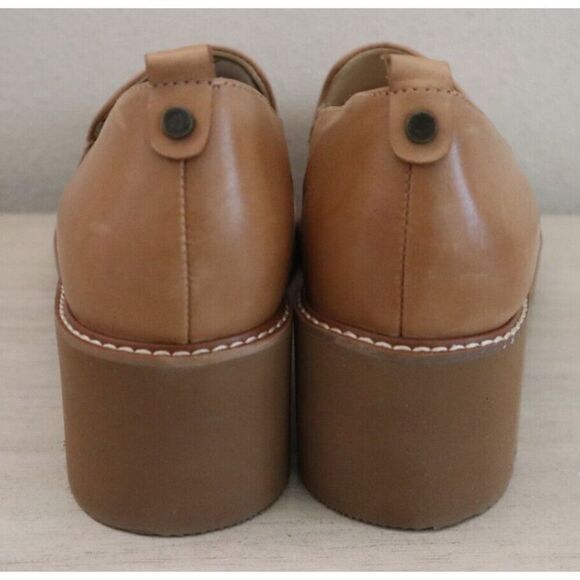 Naturalizer Women Sz 10M Toffee Brown Leather Darry Lug Sole Heeled Loafers - Picture 2 of 10